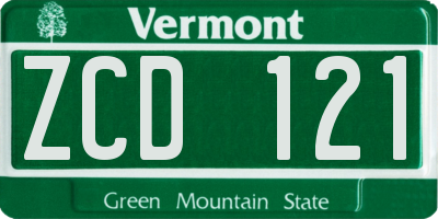 VT license plate ZCD121