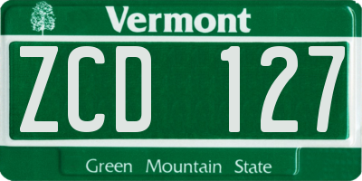 VT license plate ZCD127