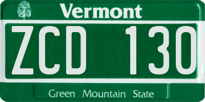 VT license plate ZCD130