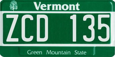 VT license plate ZCD135
