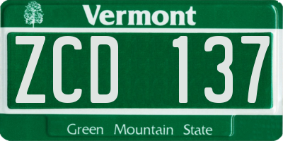 VT license plate ZCD137