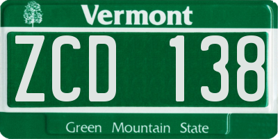 VT license plate ZCD138