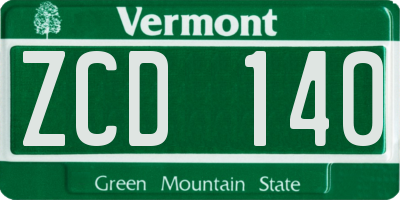 VT license plate ZCD140