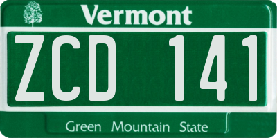 VT license plate ZCD141
