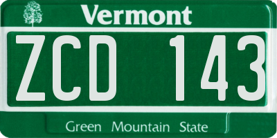 VT license plate ZCD143