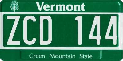 VT license plate ZCD144