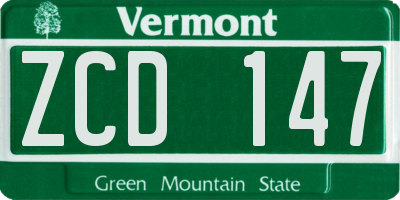 VT license plate ZCD147