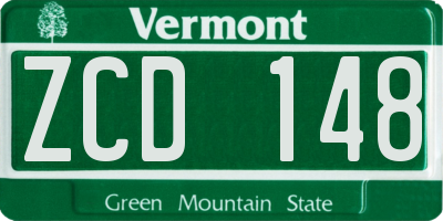 VT license plate ZCD148