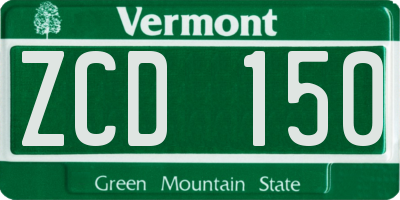 VT license plate ZCD150