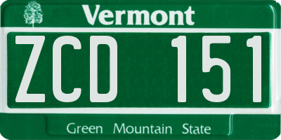 VT license plate ZCD151