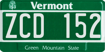 VT license plate ZCD152