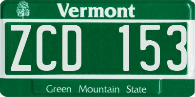VT license plate ZCD153
