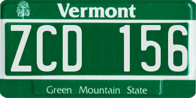 VT license plate ZCD156