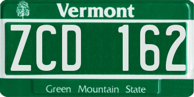 VT license plate ZCD162