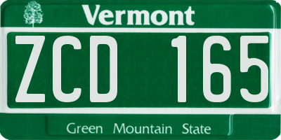 VT license plate ZCD165