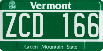 VT license plate ZCD166