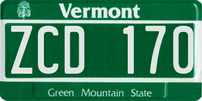 VT license plate ZCD170