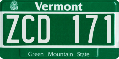 VT license plate ZCD171