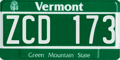 VT license plate ZCD173
