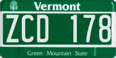 VT license plate ZCD178