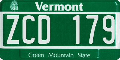 VT license plate ZCD179