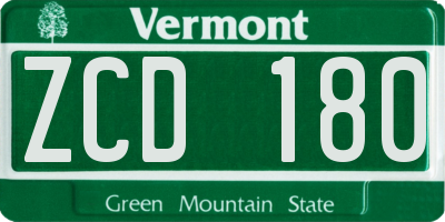VT license plate ZCD180