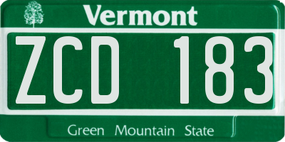 VT license plate ZCD183
