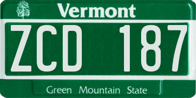 VT license plate ZCD187