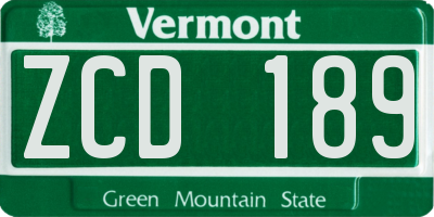 VT license plate ZCD189