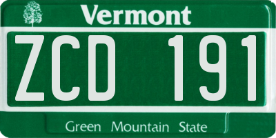 VT license plate ZCD191