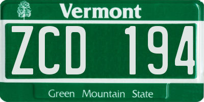 VT license plate ZCD194