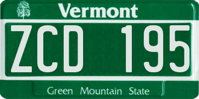 VT license plate ZCD195