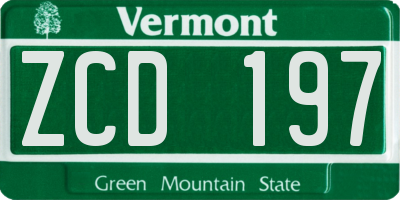 VT license plate ZCD197