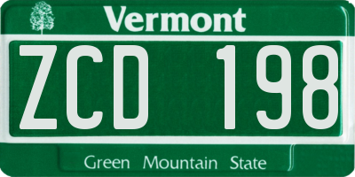 VT license plate ZCD198