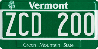 VT license plate ZCD200
