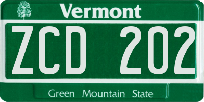 VT license plate ZCD202