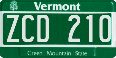 VT license plate ZCD210