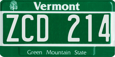 VT license plate ZCD214