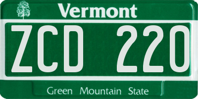 VT license plate ZCD220