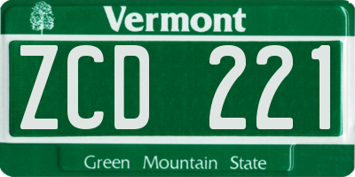 VT license plate ZCD221