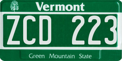 VT license plate ZCD223