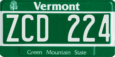 VT license plate ZCD224