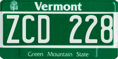 VT license plate ZCD228