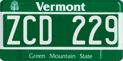 VT license plate ZCD229