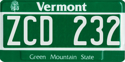 VT license plate ZCD232