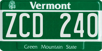 VT license plate ZCD240