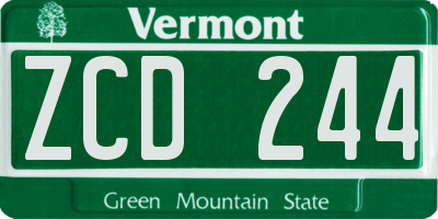 VT license plate ZCD244