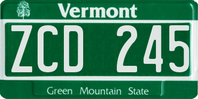 VT license plate ZCD245