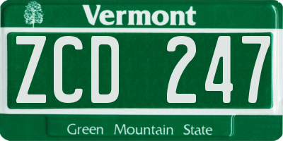 VT license plate ZCD247