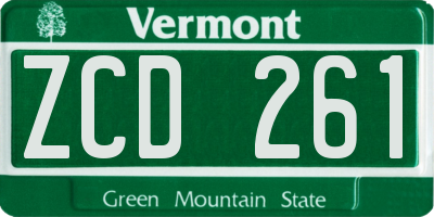 VT license plate ZCD261